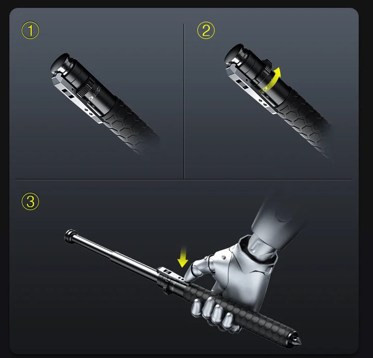 Self-Defense Hiking Stick: Enhanced Auto-Retract Design